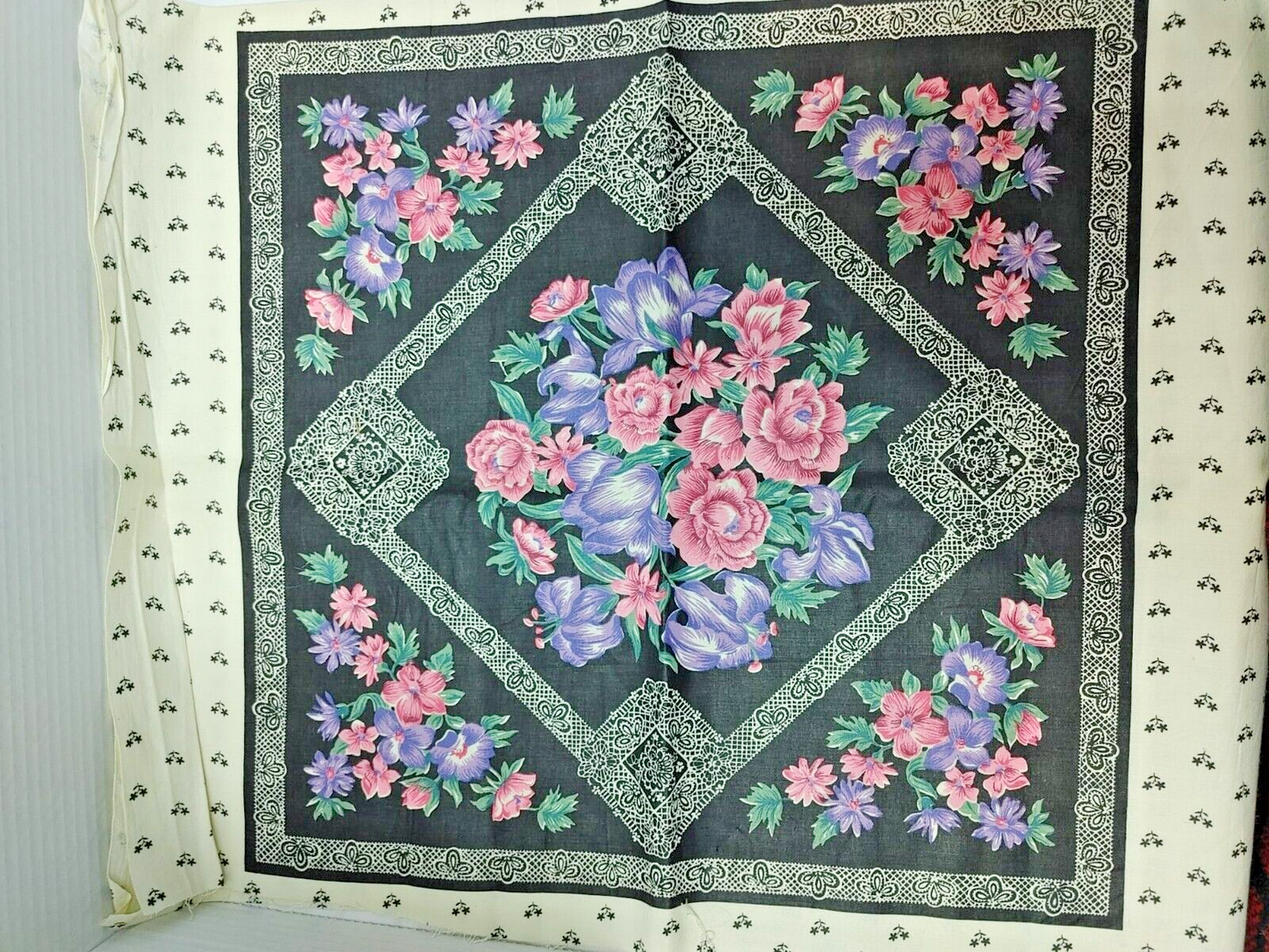 Vintage Pink & Purple Flower Quilt - Blocks Panel/Cranston