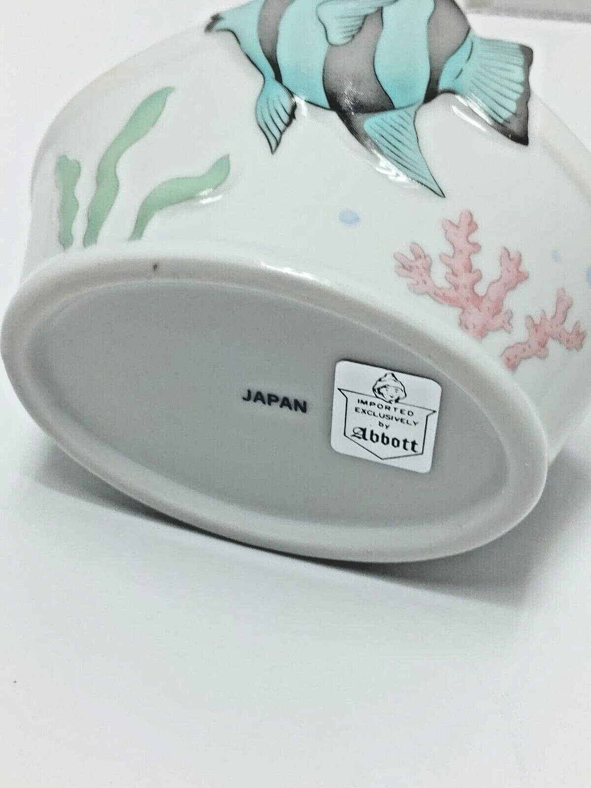 Porcelain Small Picture photo Frame & Basket 3D Fish Marine scene made in Japan