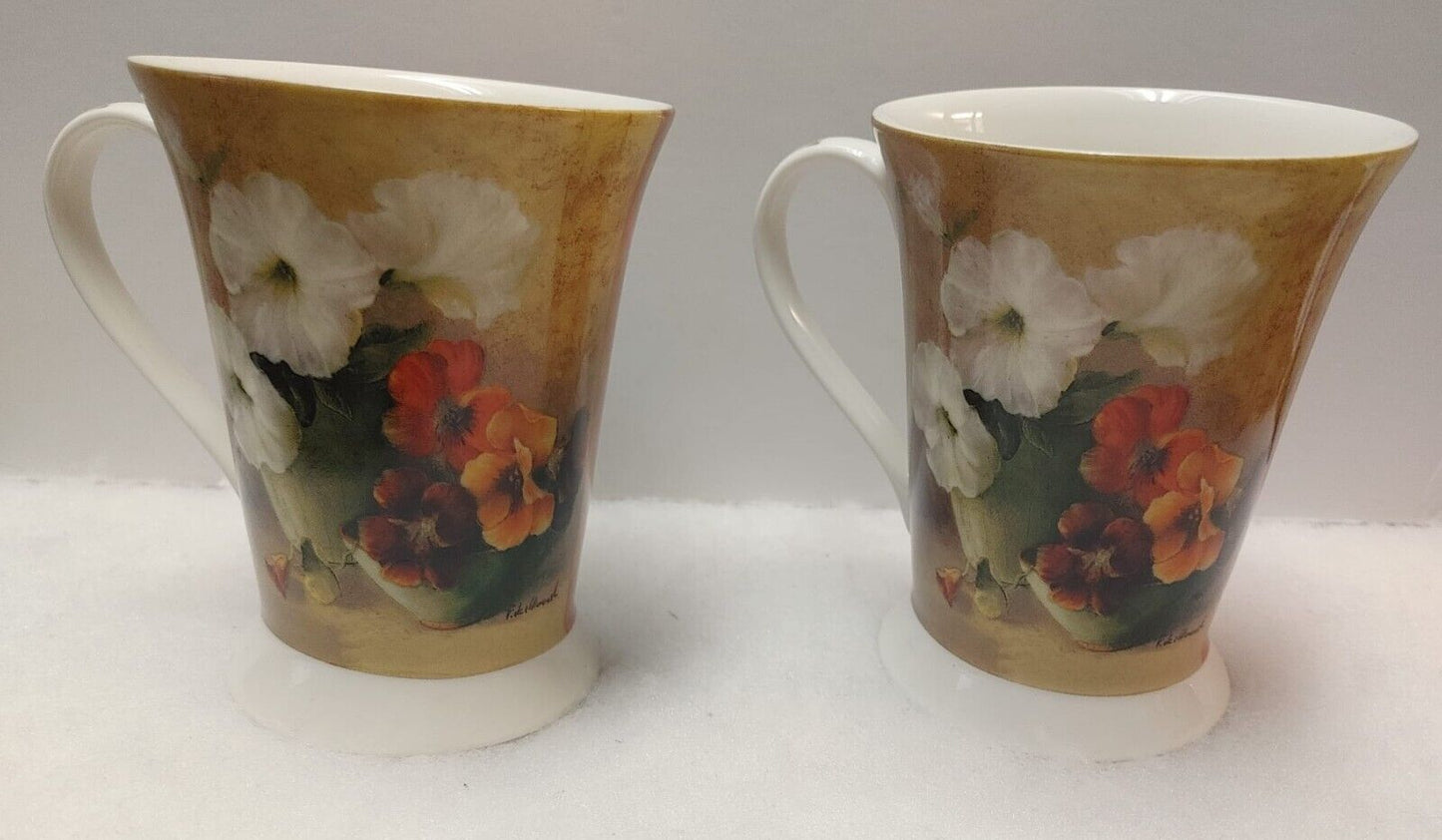 Set Pimpernel Antique Mugs 8124 Floral offering Large Mugs 4.75" Hight Set of 2