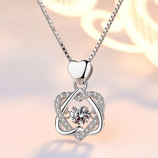 NEW Women Cubic Zircon Necklace Pendant 925 Silver Jewelry Romantic Wedding Gift