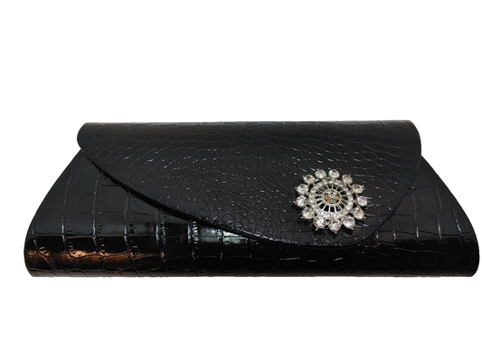 Le Chateau Clutch Wallet HandBag Purse Cocodrile Pattern Jeweled Women Purse