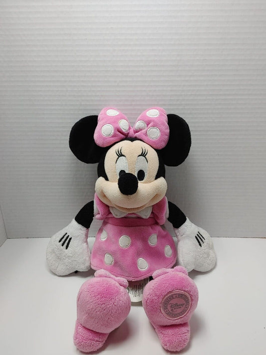 Disney Store Minnie Mouse Genuine Original Pink Polka Dots Dress 15in Plush