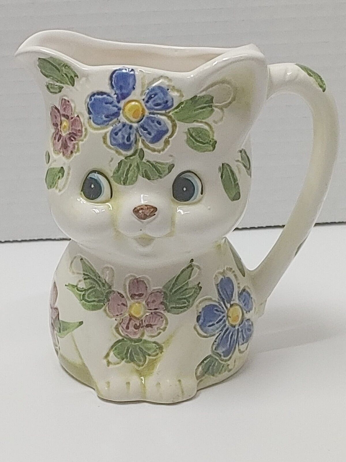 Vintage Cat Pitcher Relpo 6481 Ceramic Pitcher Collectible Handpainted