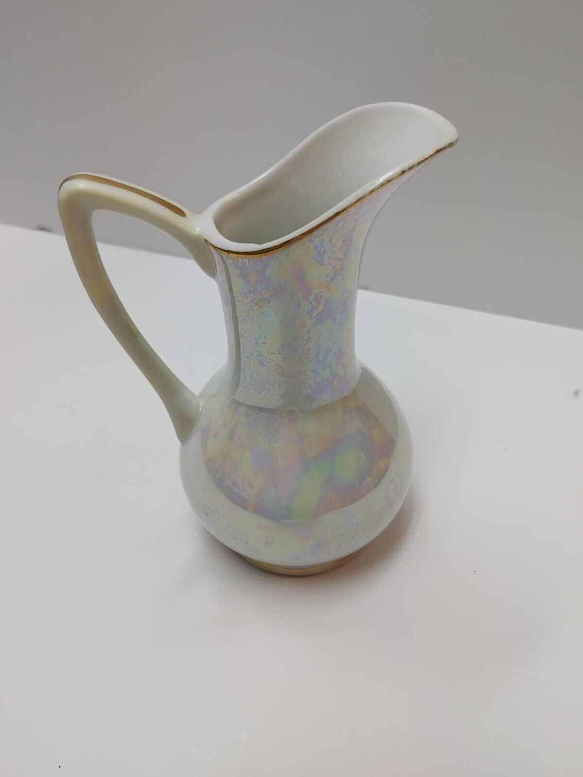 Vintage Pearlescent Porcelain Hand Painted Lusterware Pitcher 5" Japan