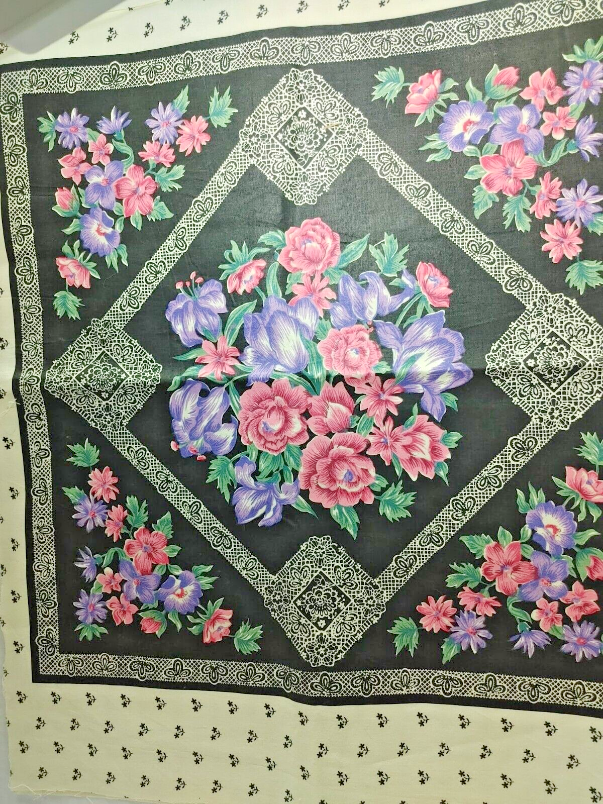 Vintage Pink & Purple Flower Quilt - Blocks Panel/Cranston