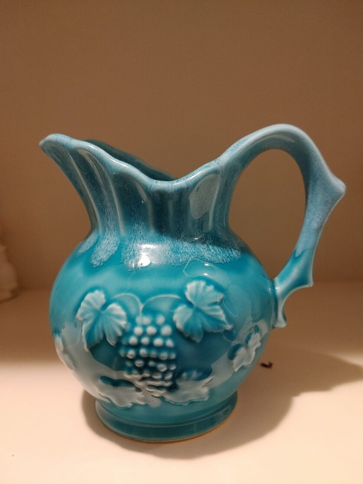 Mini JAPAN Pitcher Vintage, Aqua Blue Japanese Ceramic Water Jug, 1970's