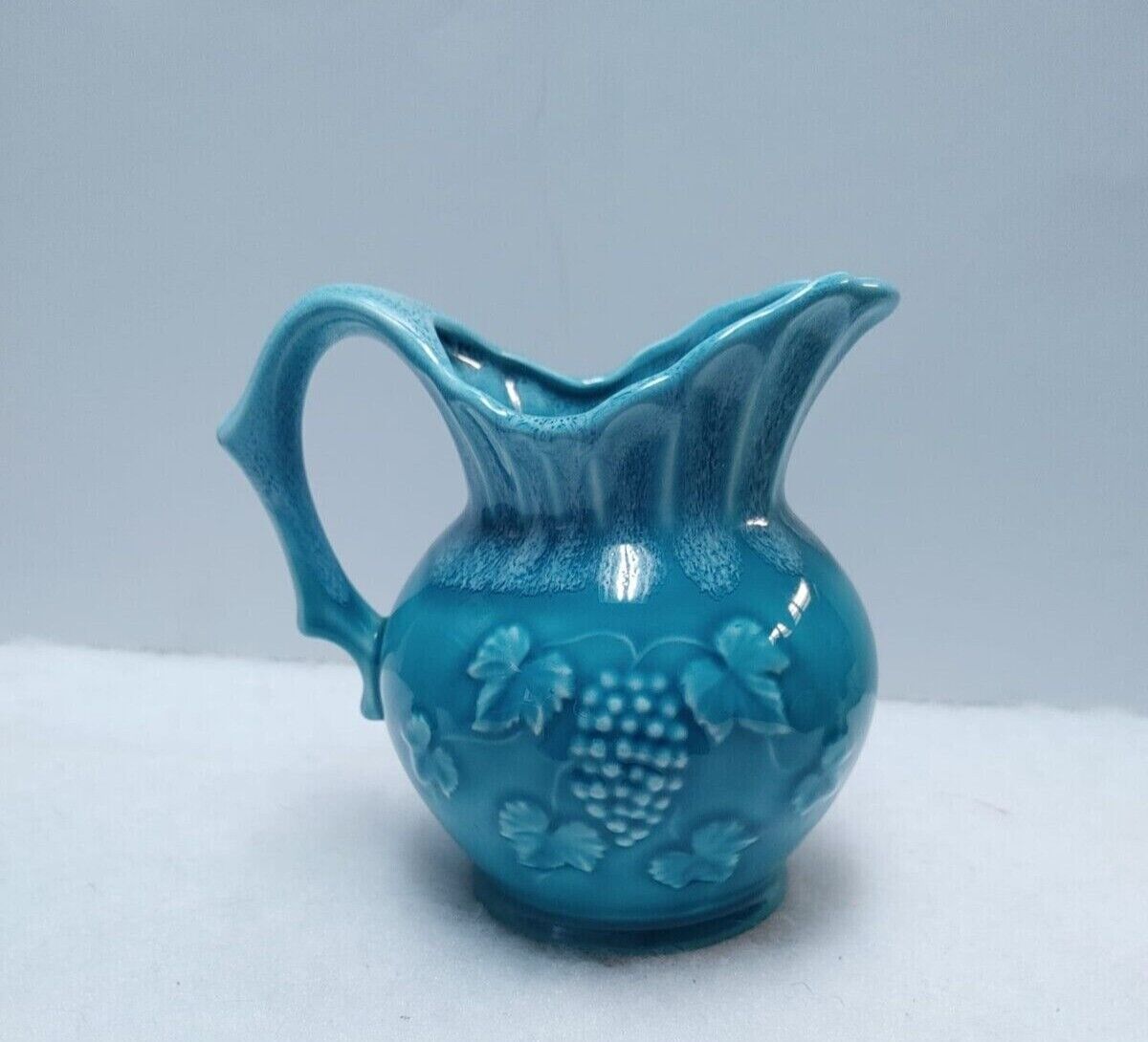 Mini JAPAN Pitcher Vintage, Aqua Blue Japanese Ceramic Water Jug, 1970's