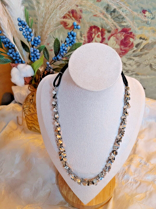 Retro Boho Wavy Metal MultiSilver Tone Shiny Disc Necklace Women Jewelry