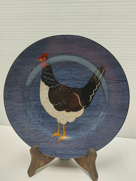 Sakura Brandon House Country Quartet Rooster BLUE Plate Warren Kimble Farm Decor