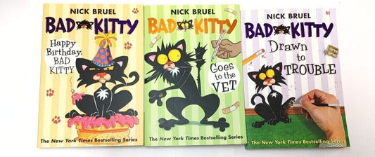 Lot of 3 Bad Kitty Books by Nick Bruel, comic books, children Books, gift