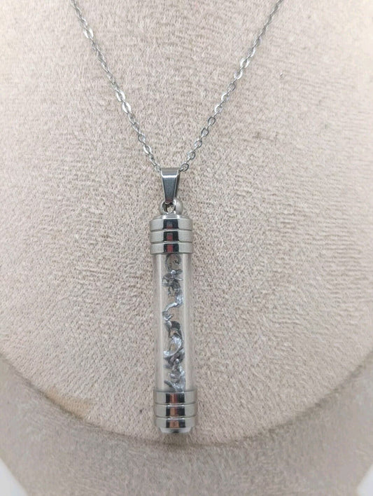 Stainless Steel Meteorite Glass Pendant With 20” Stainless Steel Chain