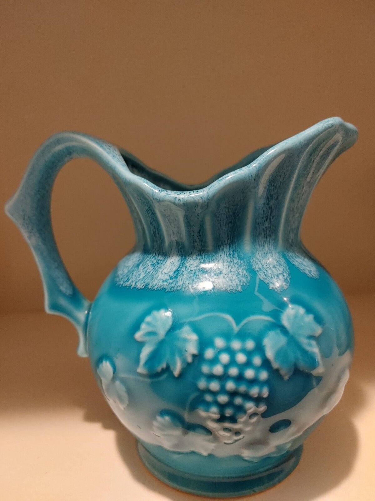 Mini JAPAN Pitcher Vintage, Aqua Blue Japanese Ceramic Water Jug, 1970's