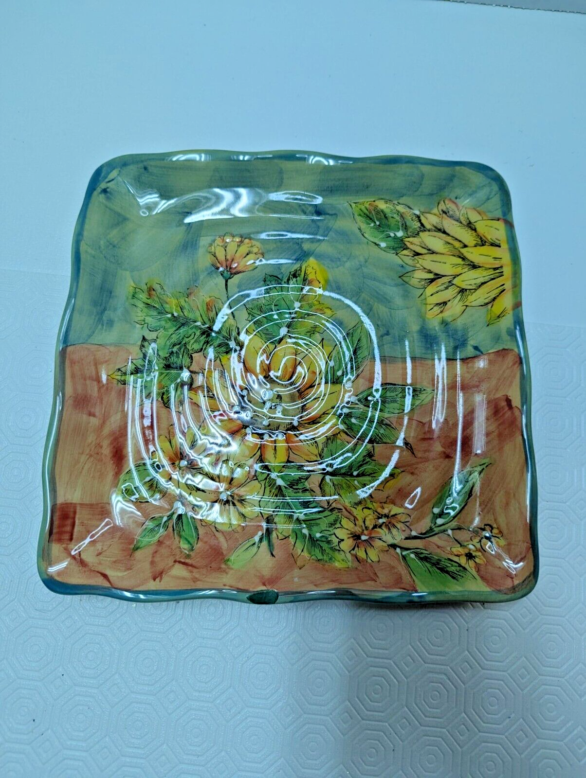 Hand painted Sunflower 9" Serving Platter/Plate