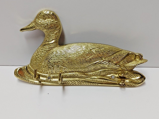 Duck Mallard Wall Mount Key Solid Brass Hanger Rack FARM HOME DECOR