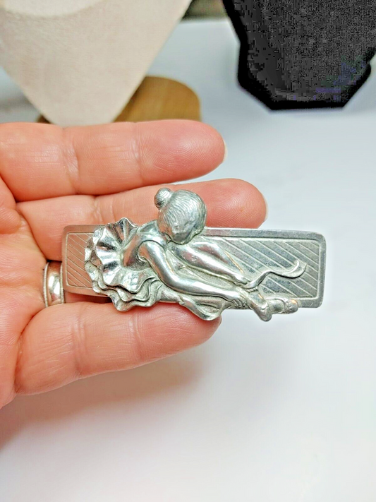 Vintage Ballerina Hair Barrett Clip 2 1/2", 1990 Seagull Pewter Canada