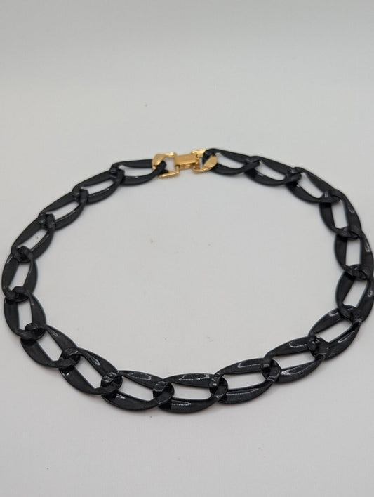 NAPIER 80’s 90’s VINTAGE Black ENAMEL Chunky Statement NECKLACE