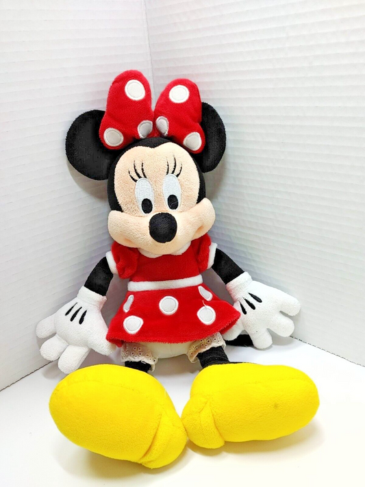 MINNIE MOUSE Disney Parks Large 16" Plush Stuffed Animal Toy Red Polka Dot Dress