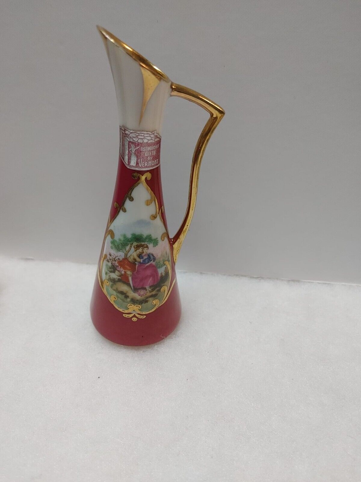 Vintage Limoges Porcelain Vase Burgundy Circa 1970's La Reine Hand Painted gift