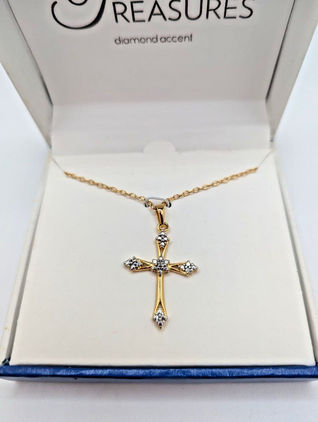 Classic Treasures 18k Gold over Brass Diamont accent Cross Pendant & Necklace