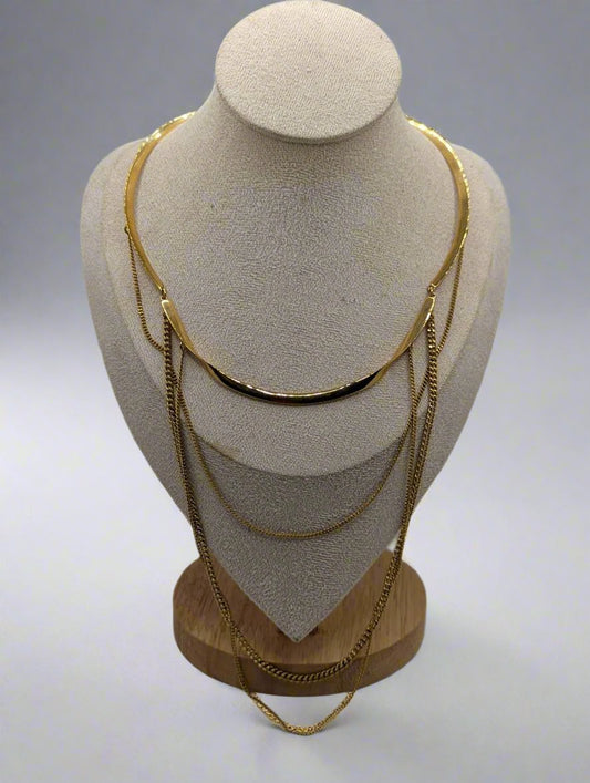 Stella and Dot Gold Tone Layering Statement Necklace Choker