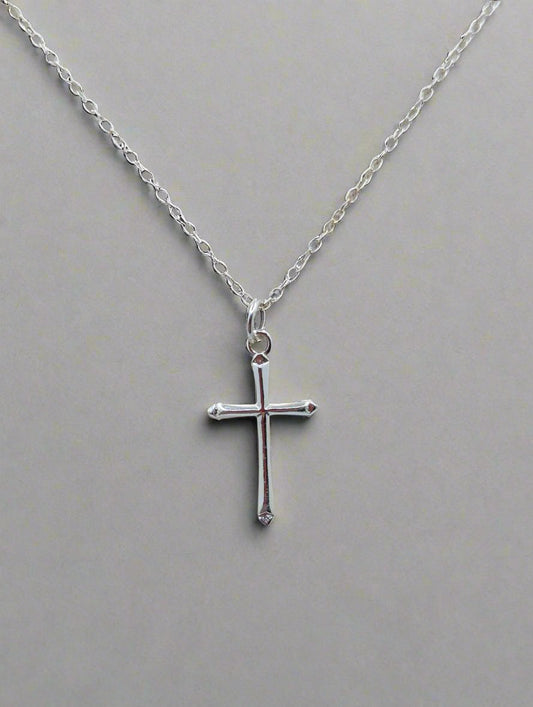 925 Sterling Silver Cross Necklace Silver Chain Simple Christian Cross Charm Necklaces Women Girls Jewelry