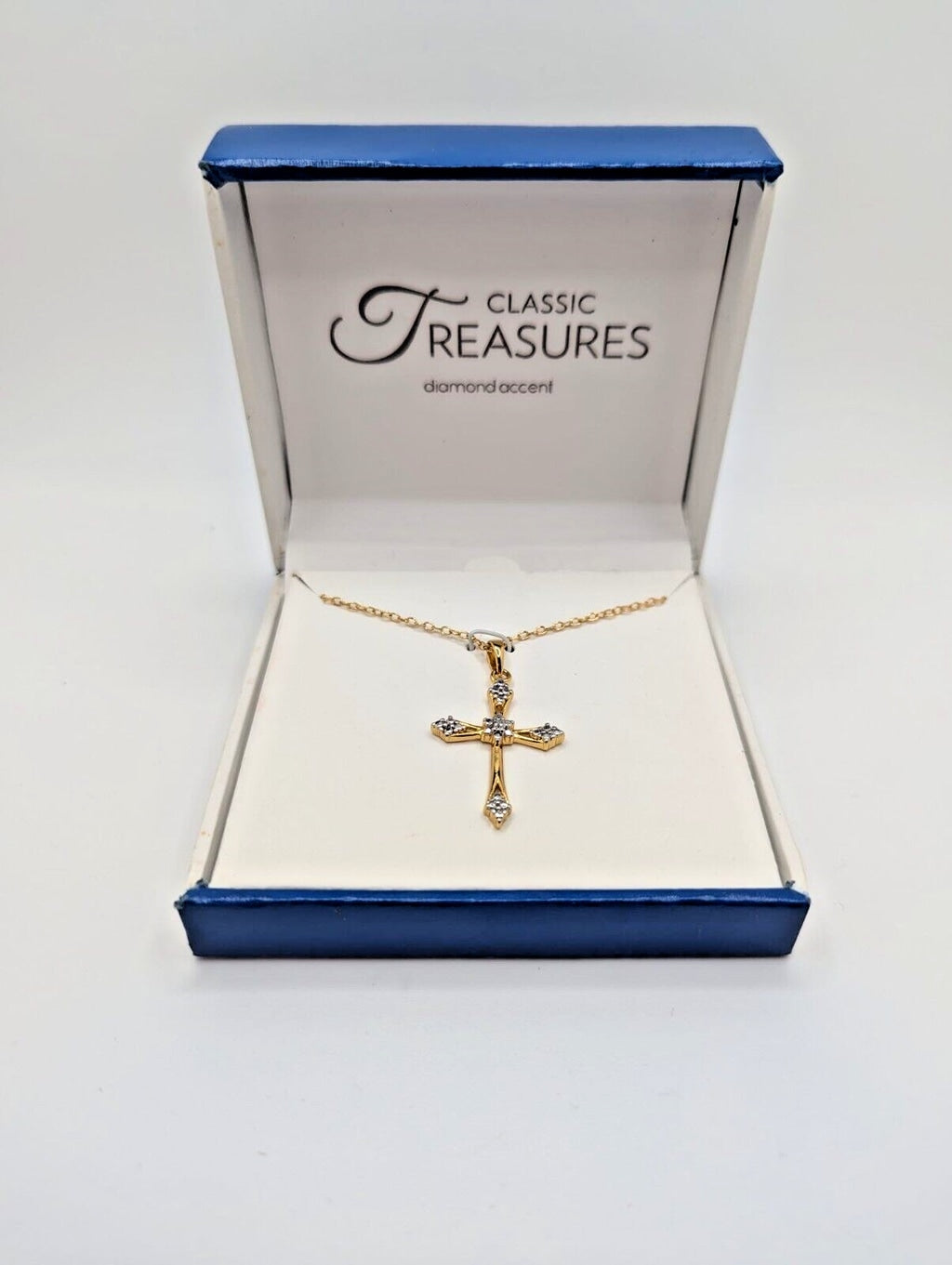 Classic Treasures 18k Gold over Brass Diamont accent Cross Pendant & Necklace